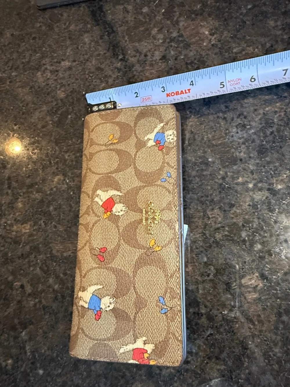 Coach Beige Signature Canvas Continental Wallet with Playful Cat Print - Picture 16 of 16